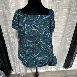 Apt. 9 Blue and Green Paisley Blouse